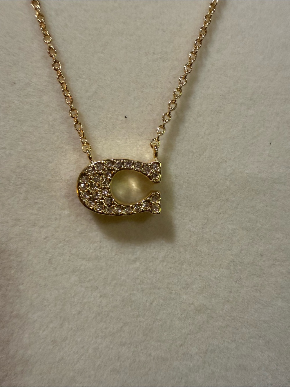 Coach Gold Tone Crystal C Logo Pendant Necklace - Picture 4 of 5